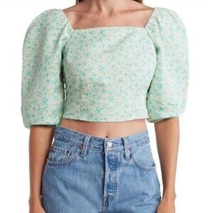 Levi's Blouse Fairy Core Cottage Shabby Chic Puff Sleeve Cropped Smocked XL New